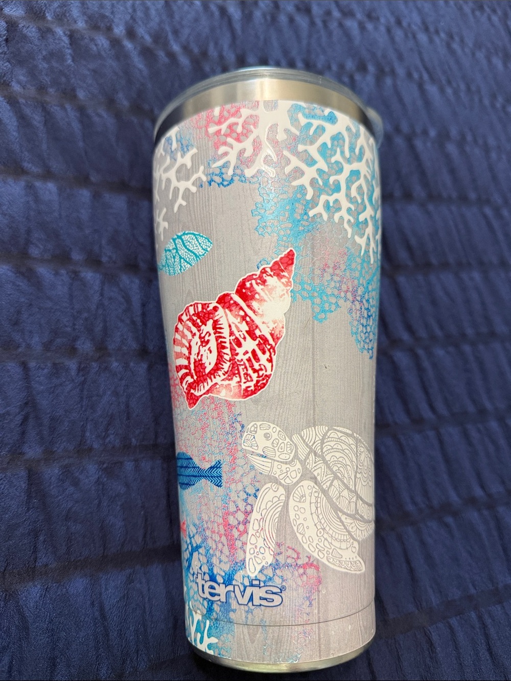 Tervis 30 oz  Gray Tumbler with Red, Blue & White Sea Turtle & Shell Design
